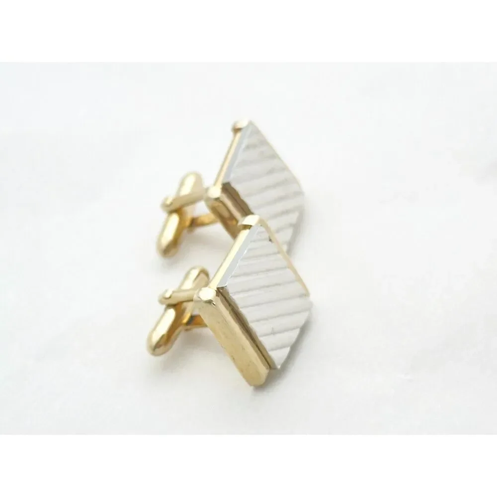 Vintage Swank Two Tone Silver and Gold Tone Cufflinks MCM